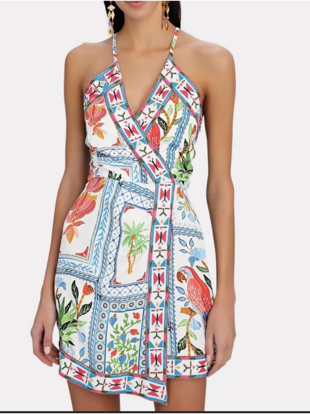FARM Rio Tropical Tiles Embroidered Mini Dress